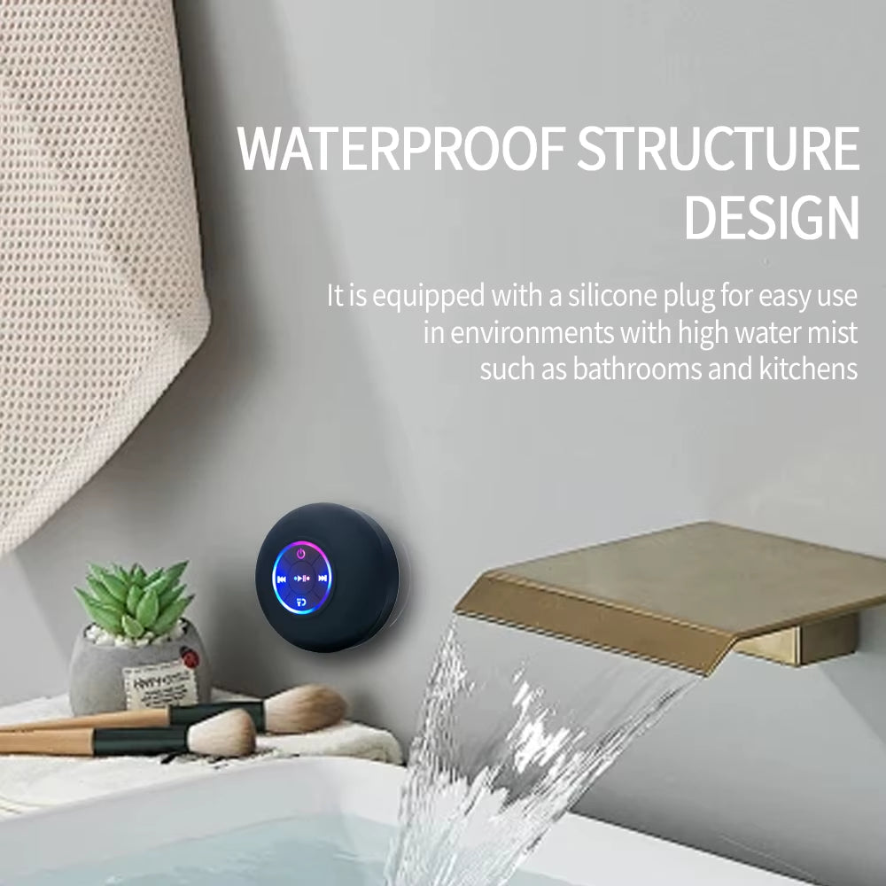 Transform Your Shower Experience with the IPX4 Waterproof Bluetooth Speaker - LED Lighting & Suction Cup for Ultimate Convenience