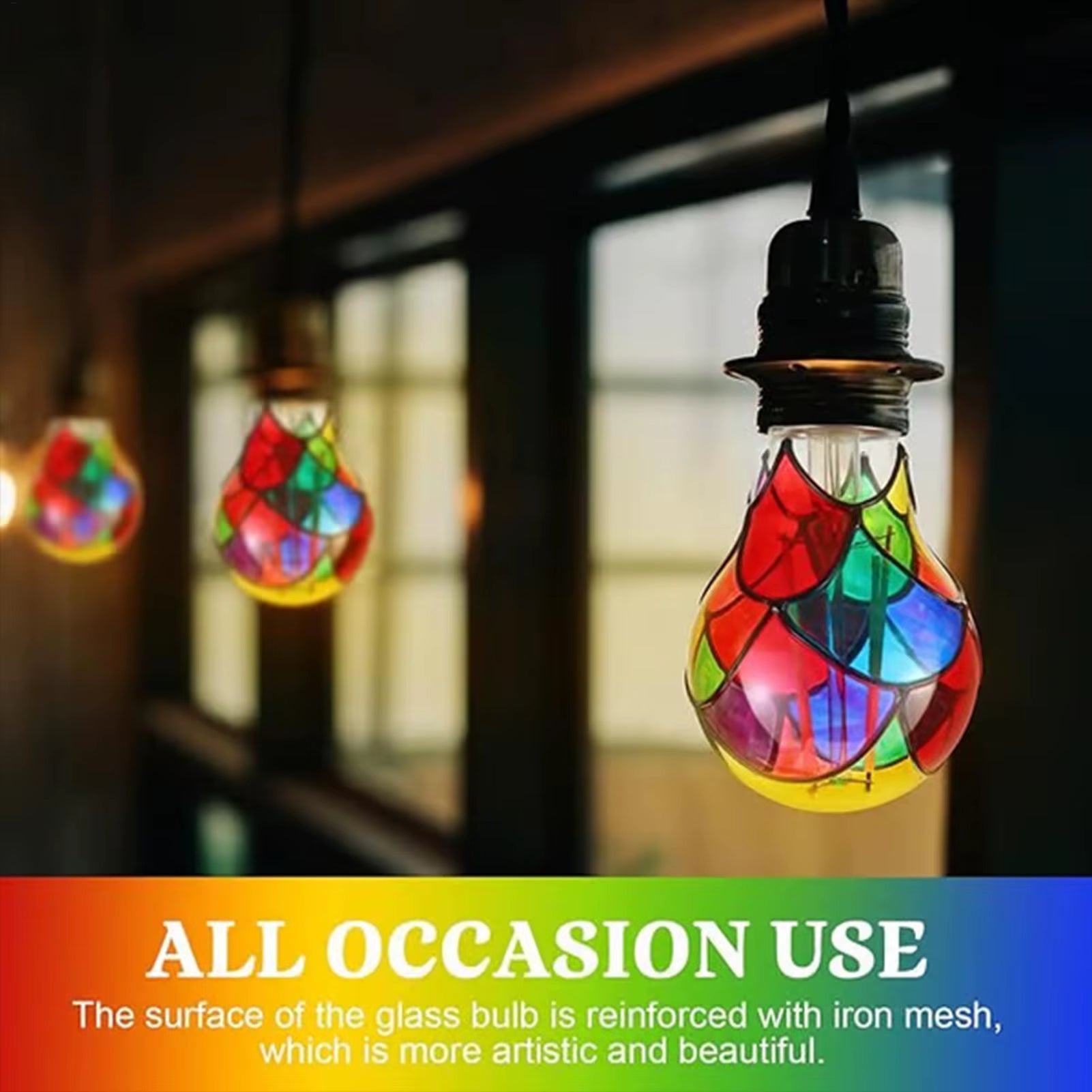Transform Your Space with the Vibrant Stained Glass E26 Base 6W LED Bulb - Perfect for Home, Garden, and More!