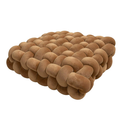 Soft Plush Knot Cushion for Living Room, Hand-Woven Solid Square Sofa Pillow, Woven Seat Cushion for Home Decor