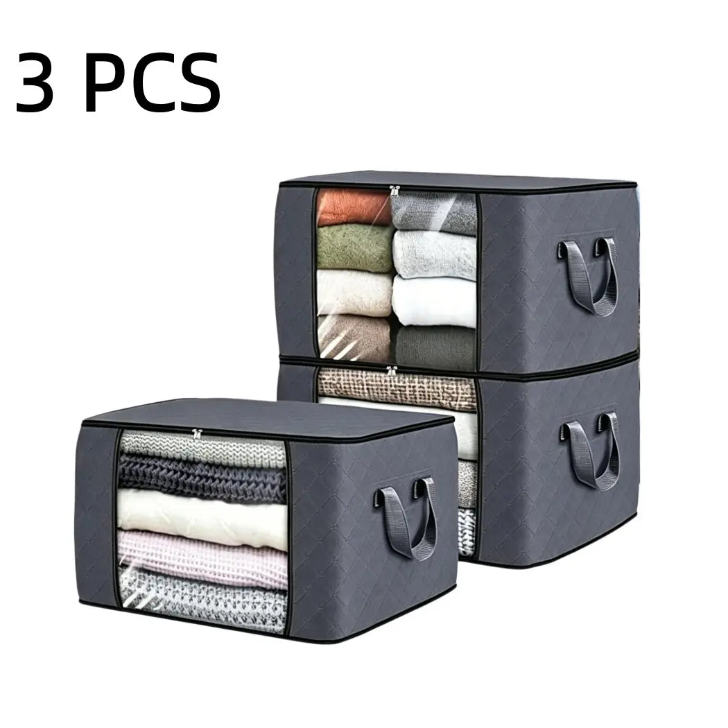 Maximize Your Space with 6-Pack Grey Foldable High-Capacity Cloth Storage Bags - Perfect for Organizing Clothes, Bedding, and More!