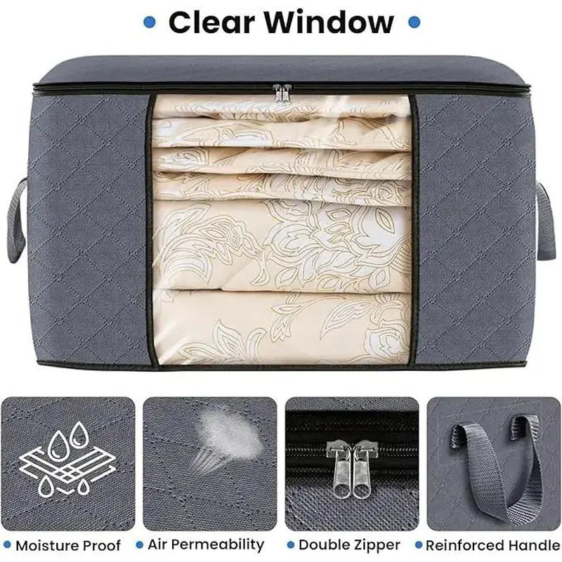 Maximize Your Space with 6-Pack Grey Foldable High-Capacity Cloth Storage Bags - Perfect for Organizing Clothes, Bedding, and More!