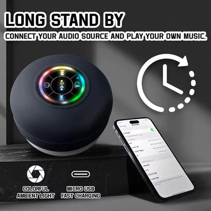 Transform Your Shower Experience with the IPX4 Waterproof Bluetooth Speaker - LED Lighting & Suction Cup for Ultimate Convenience