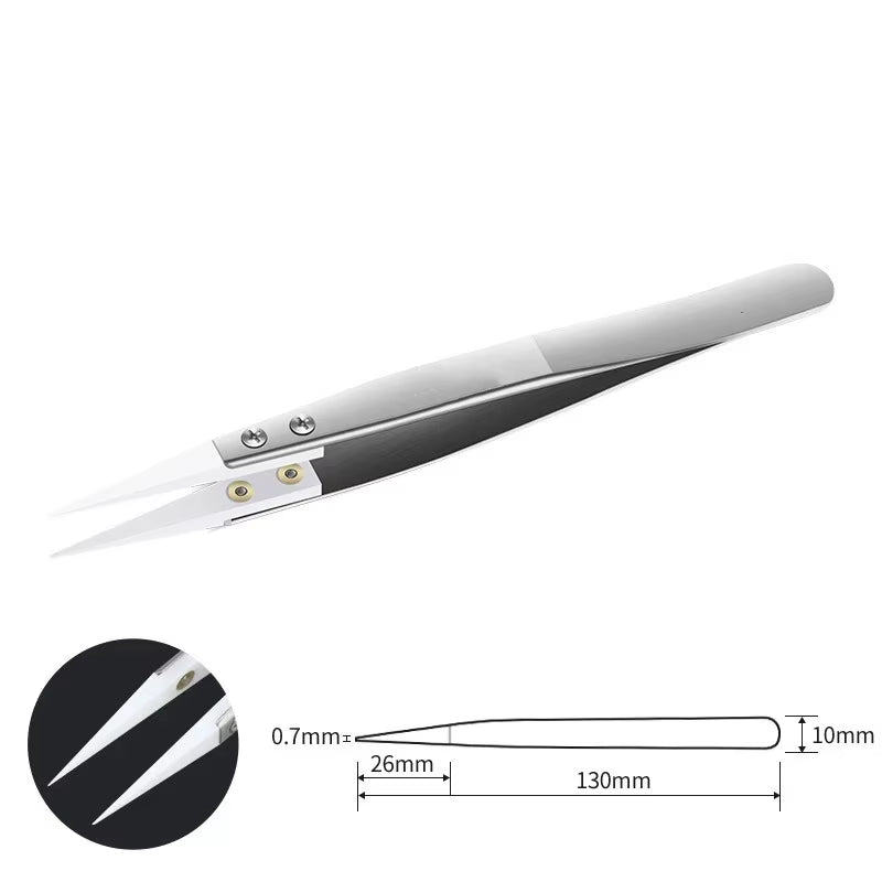 1200° Ceramic Tipped Stainless Steel Tweezers Tips Heat Pointed Resistant Tweezer Electronic Soldering Tweezers Fine Pointed Tip