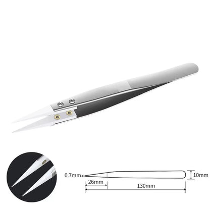 1200° Ceramic Tipped Stainless Steel Tweezers Tips Heat Pointed Resistant Tweezer Electronic Soldering Tweezers Fine Pointed Tip