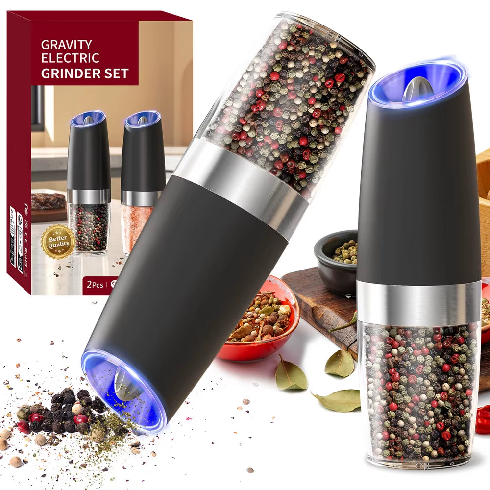 Revolutionize Your Culinary Experience with the Electric Automatic Gravity-Sensing Salt and Pepper Grinder Set