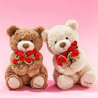 Adorable Kawaii Teddy Bear with Roses - The Perfect Plush Soft Toy and Romantic Gift for Home Decor and Valentine's Day!