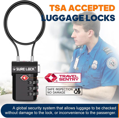 Secure Your Belongings with SureLock TSA Approved Luggage Locks - Features Open Alert, Easy-Read Dials, and Re-Settable 3-Digit Combination for Ultimate Peace of Mind