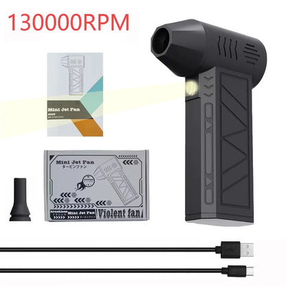 Mini Turbo Jet Fan Electric Air Duster with Adjustable Speed Settings (1 & 3 Gears), 130,000 RPM, 52 m/s - Car and Computer Cleaning Blower Tool Kit
