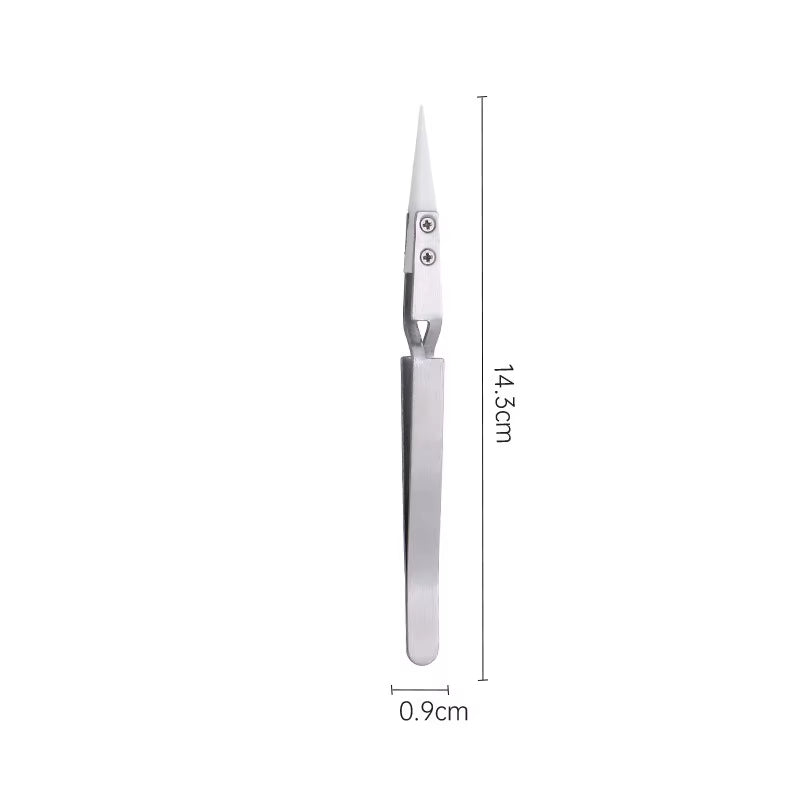 1200° Ceramic Tipped Stainless Steel Tweezers Tips Heat Pointed Resistant Tweezer Electronic Soldering Tweezers Fine Pointed Tip