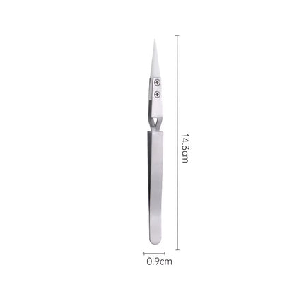 1200° Ceramic Tipped Stainless Steel Tweezers Tips Heat Pointed Resistant Tweezer Electronic Soldering Tweezers Fine Pointed Tip