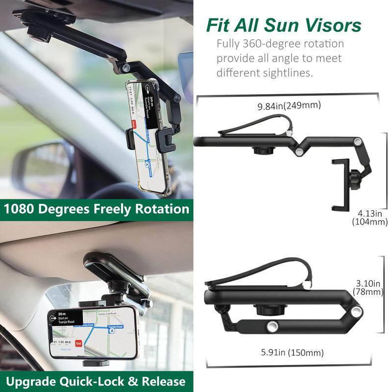 Revolutionary 1080° Multi-Function Sun Visor Phone Holder - Universal 360° Rotating Design for Every Scene