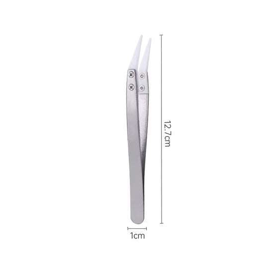 1200° Ceramic Tipped Stainless Steel Tweezers Tips Heat Pointed Resistant Tweezer Electronic Soldering Tweezers Fine Pointed Tip