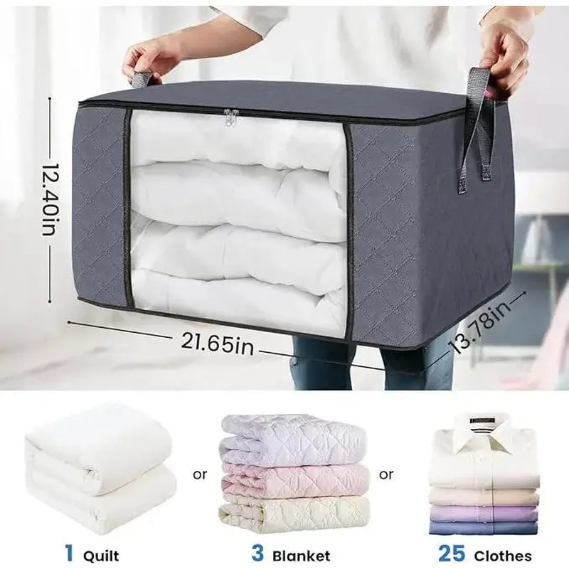 Maximize Your Space with 6-Pack Grey Foldable High-Capacity Cloth Storage Bags - Perfect for Organizing Clothes, Bedding, and More!