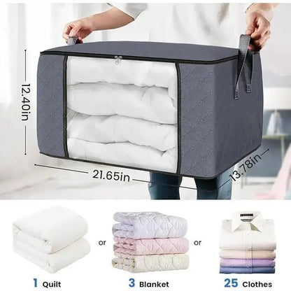 Maximize Your Space with 6-Pack Grey Foldable High-Capacity Cloth Storage Bags - Perfect for Organizing Clothes, Bedding, and More!