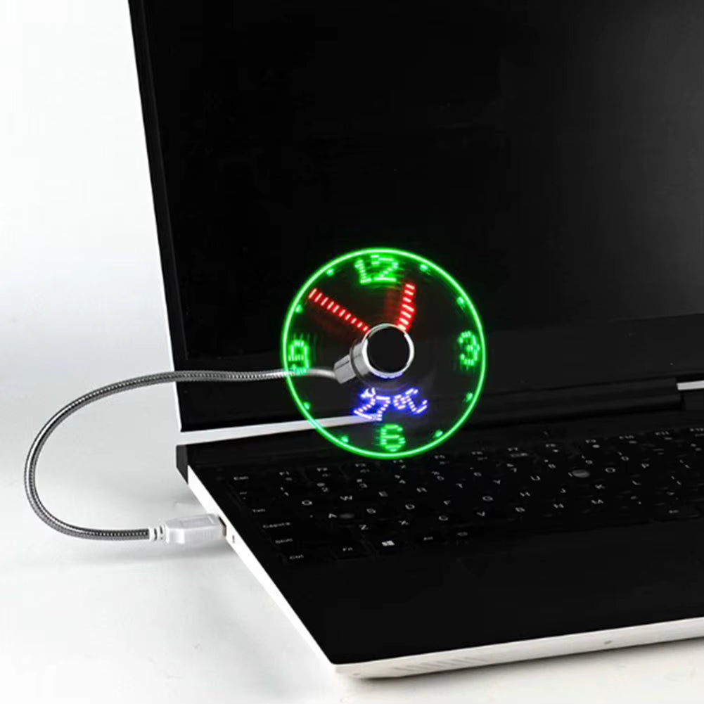 Stay Cool and Stylish with the USB Mini Fan Featuring Real-Time Temperature Display and RGB LED Lights - Perfect for Laptops, PCs, and Notebooks