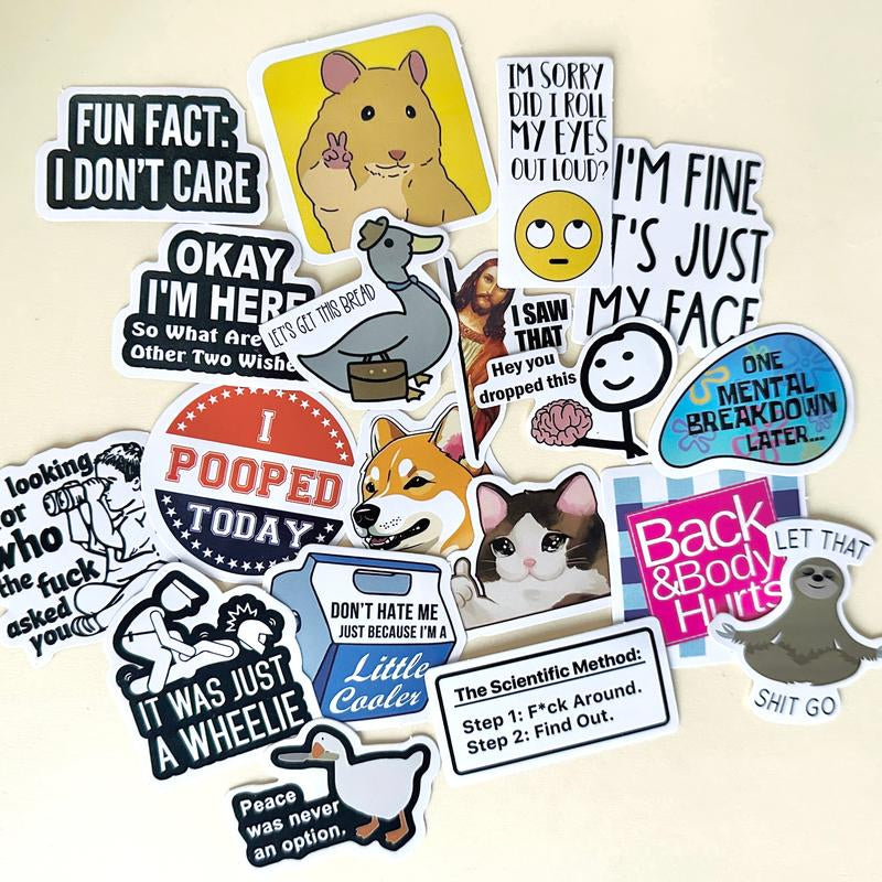 130PCS Hilariously Snarky Vinyl Sticker Pack - Waterproof Memes for Your Laptop, Water Bottle, and More!