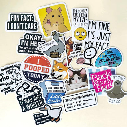 130PCS Hilariously Snarky Vinyl Sticker Pack - Waterproof Memes for Your Laptop, Water Bottle, and More!