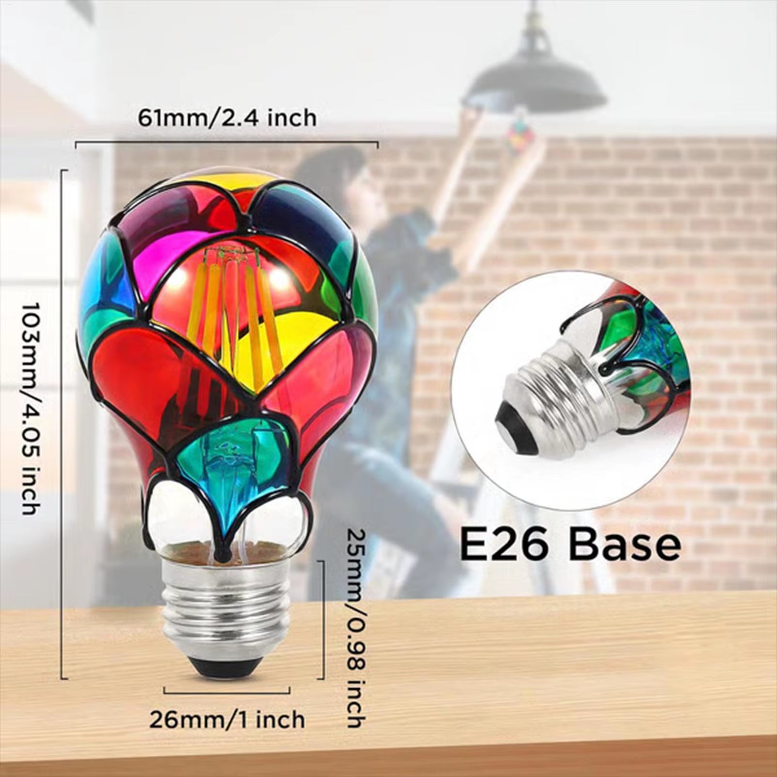 Transform Your Space with the Vibrant Stained Glass E26 Base 6W LED Bulb - Perfect for Home, Garden, and More!