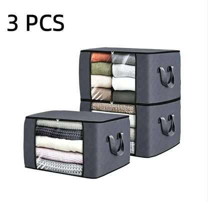 Maximize Your Space with 6-Pack Grey Foldable High-Capacity Cloth Storage Bags - Perfect for Organizing Clothes, Bedding, and More!