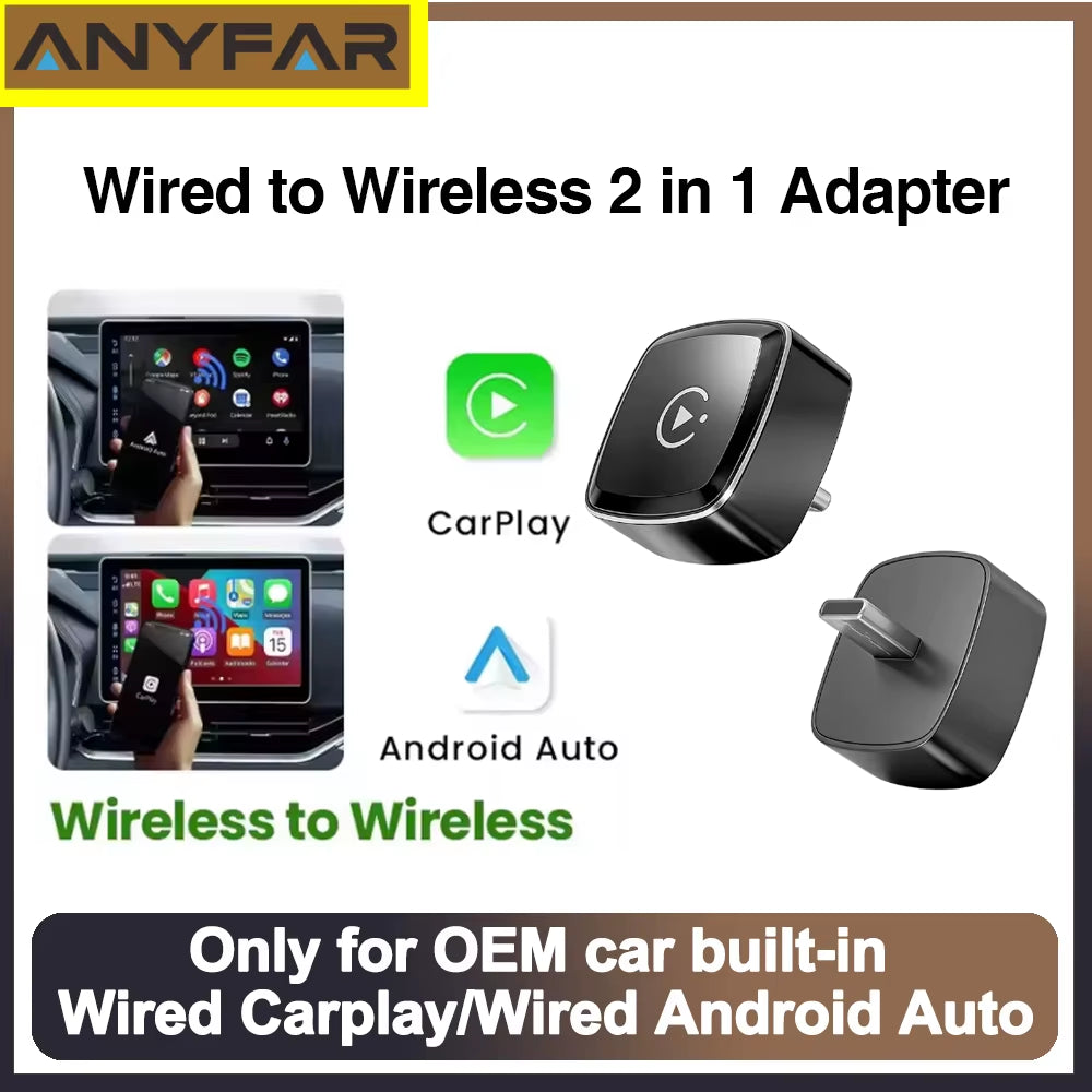 Revolutionary 2-in-1 Type-C Wireless CarPlay and Android Auto Adapter - Transform Your Factory Wired System!