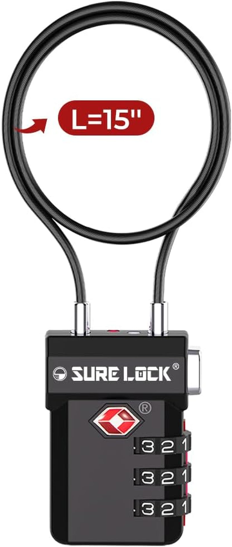 Secure Your Belongings with SureLock TSA Approved Luggage Locks - Features Open Alert, Easy-Read Dials, and Re-Settable 3-Digit Combination for Ultimate Peace of Mind