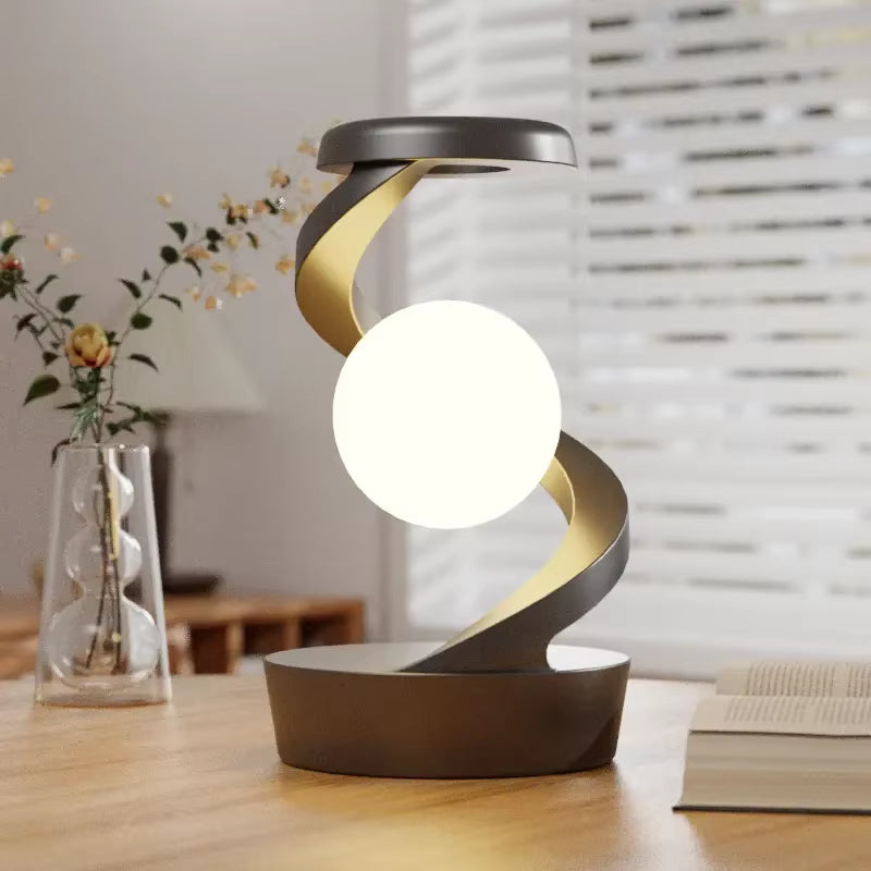 Innovative Creative Table Lamp with Rotating Floating Design and 15W Wireless Charger – RGB Atmosphere Night Light for Holidays
