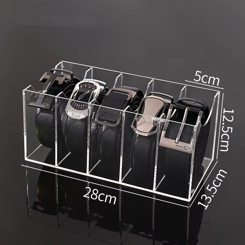 Transform Your Closet with the Stylish Acrylic Belt Organizer – Customizable Grids for Effortless Storage of Ties, Bow Ties, and Belts