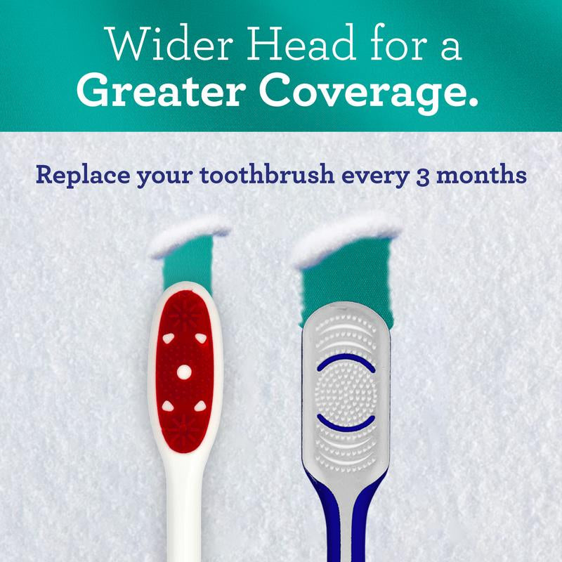 Gurunanda Gentle Giant Toothbrush - Dual Action Flossing Bristles for Whiter Teeth, Ergonomic Grip, BPA Free (4 Pack)