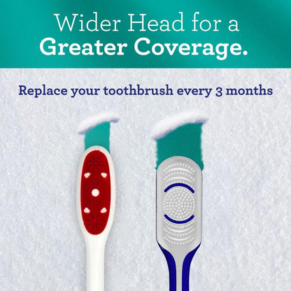 Gurunanda Gentle Giant Toothbrush - Dual Action Flossing Bristles for Whiter Teeth, Ergonomic Grip, BPA Free (4 Pack)