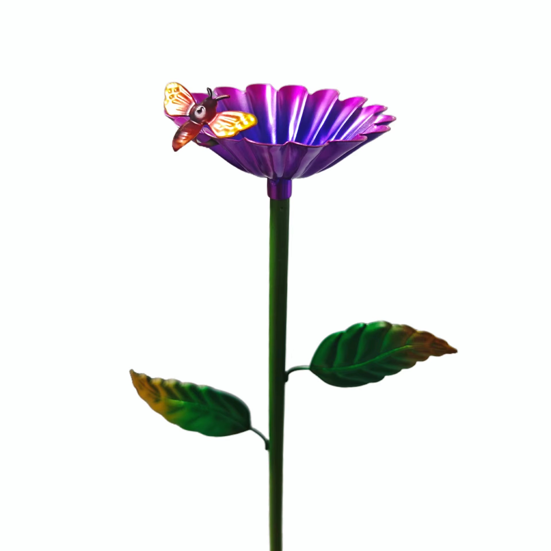 1Pcs Iron Rustproof Outdoor Ground Stake with Teacup Bee Design Durable Waterproof Metal Art for Garden/Lawn Decor