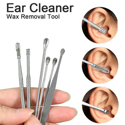 Elevate Your Ear Care Routine with Our 6-Piece Stainless Steel Ear Wax Removal Tool Set - Includes Curette & Earpick