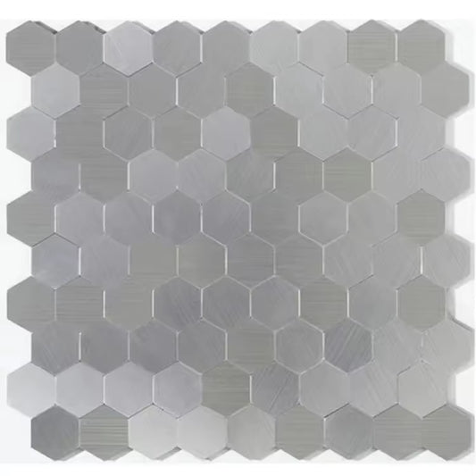 Mosaic Hexagon Peel and Stick Waterproof Aluminum Wall Tile for Kitchen and Bath Backsplash - Fireproof and Self-Adhesive