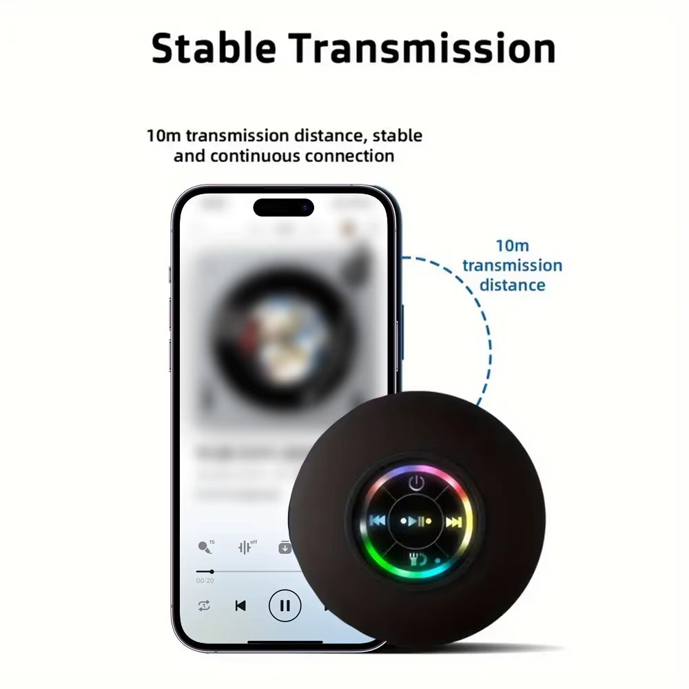 Transform Your Shower Experience with the IPX4 Waterproof Bluetooth Speaker - LED Lighting & Suction Cup for Ultimate Convenience