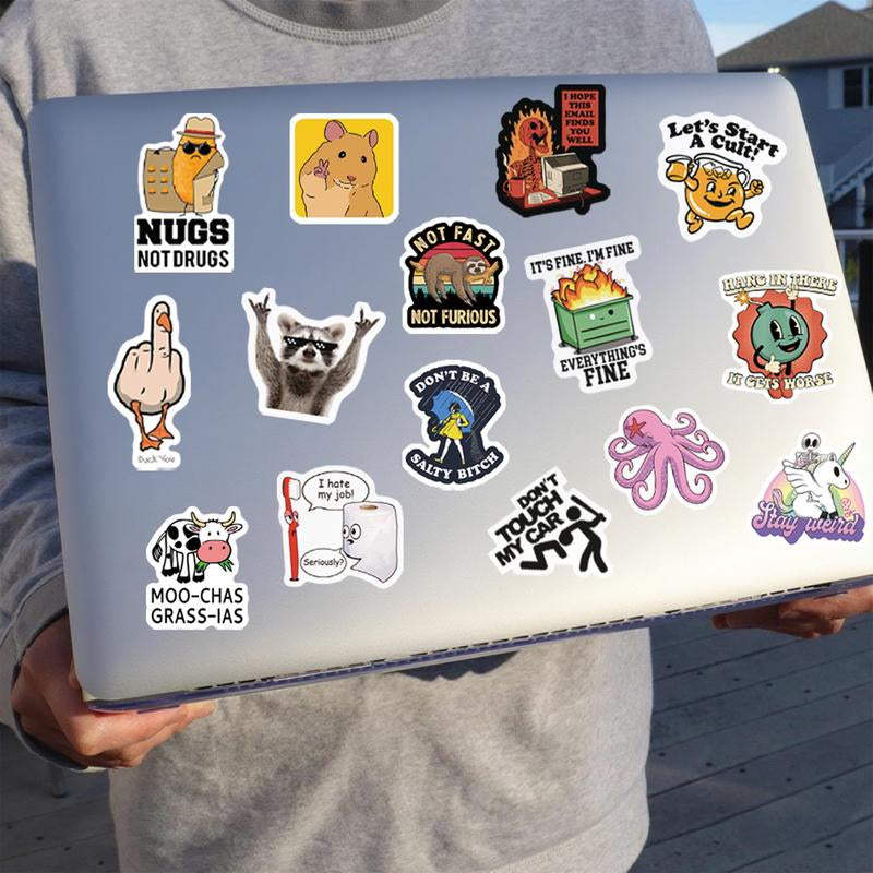 130PCS Hilariously Snarky Vinyl Sticker Pack - Waterproof Memes for Your Laptop, Water Bottle, and More!
