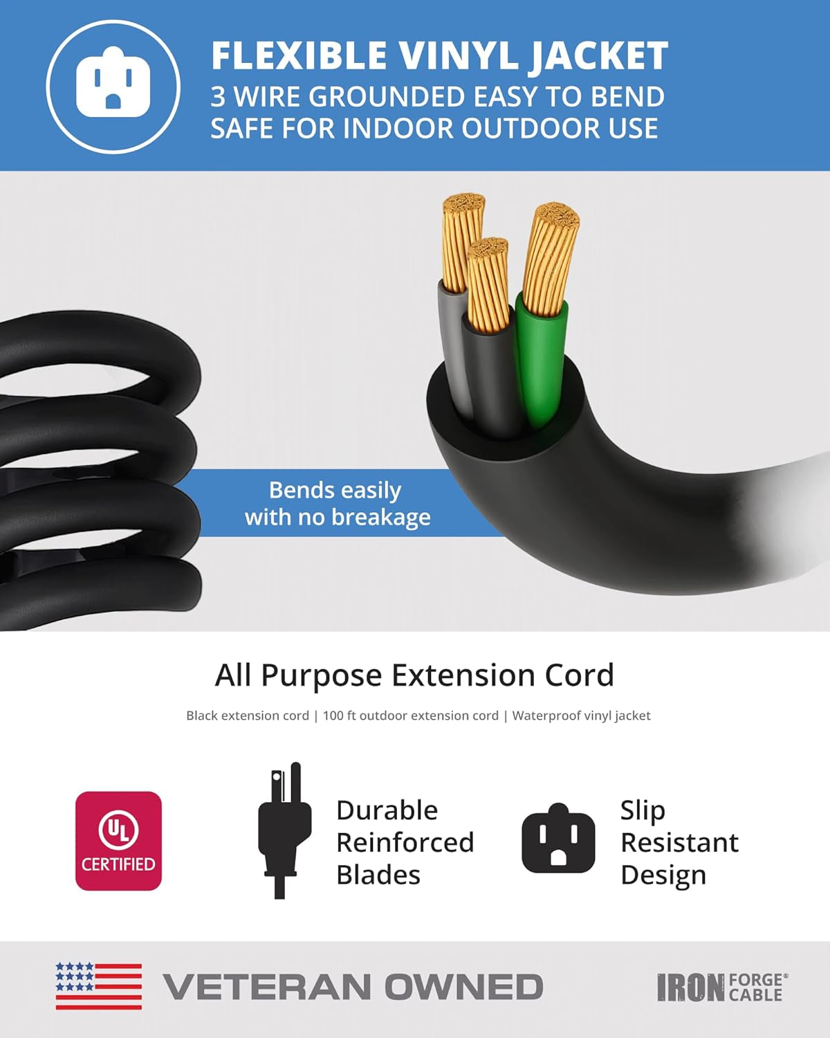 Power Up Your Outdoors with the 2 Pack 100 Ft Heavy Duty Black Extension Cord - Weatherproof & Perfect for All Your Electrical Needs!