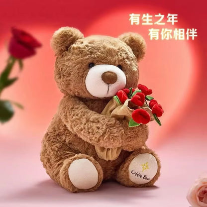 Adorable Kawaii Teddy Bear with Roses - The Perfect Plush Soft Toy and Romantic Gift for Home Decor and Valentine's Day!