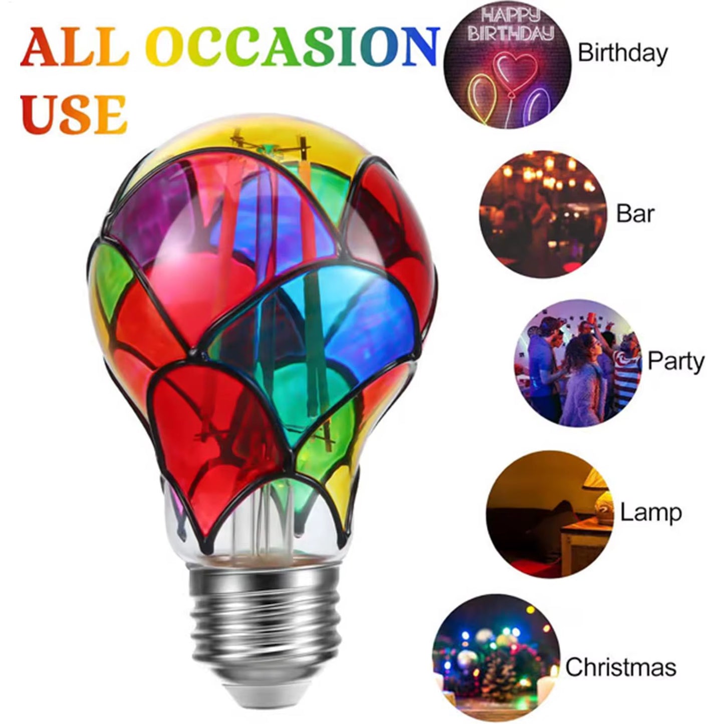 Transform Your Space with the Vibrant Stained Glass E26 Base 6W LED Bulb - Perfect for Home, Garden, and More!