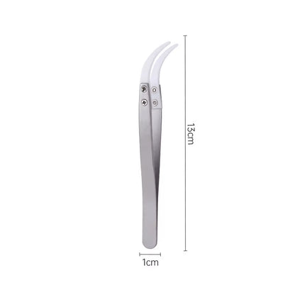 1200° Ceramic Tipped Stainless Steel Tweezers Tips Heat Pointed Resistant Tweezer Electronic Soldering Tweezers Fine Pointed Tip