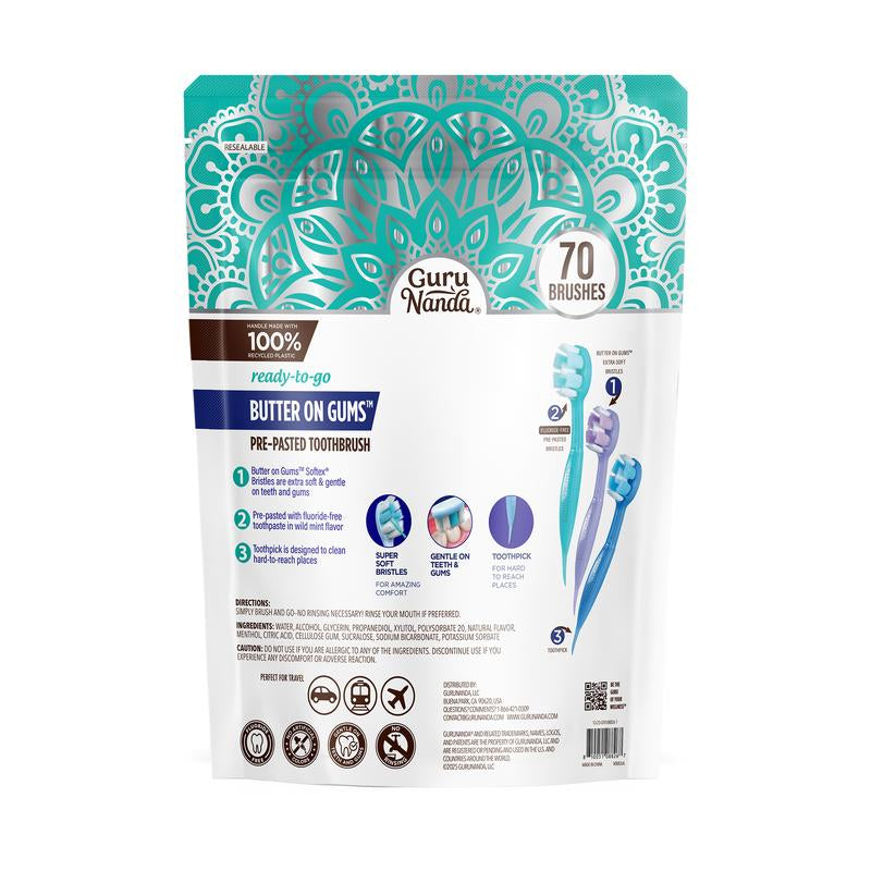 Gurunanda Ready-To-Go Travel Toothbrushes - 70 Count for Effortless Oral Care Anywhere