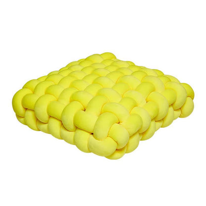 Soft Plush Knot Cushion for Living Room, Hand-Woven Solid Square Sofa Pillow, Woven Seat Cushion for Home Decor
