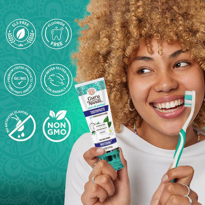 GuruNanda Hydroxyapatite Whitening Toothpaste - Fresh Cocomint & Jasmine Neem, 4.2oz - Protects Enamel, Fights Plaque, and Freshens Breath!