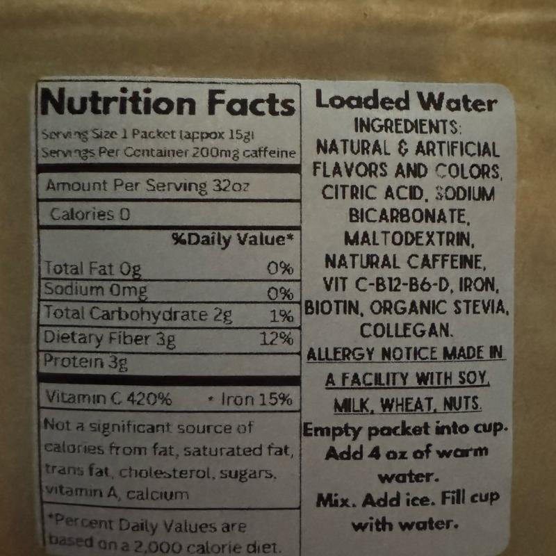Revitalize Your Day with Loaded Waters - Energizing Sugar-Free & Gluten-Free Drink Mix with 200Mg Natural Caffeine - 32Oz of Refreshing Flavor Awaits!