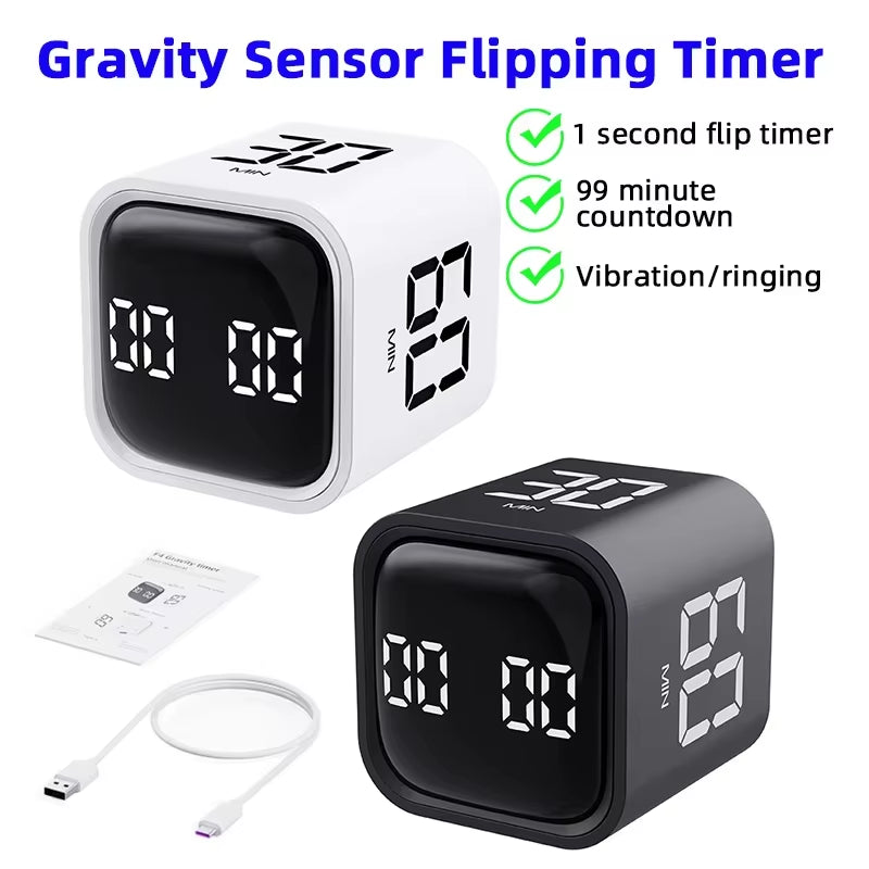 Revolutionize Your Cooking and Learning with the Gravity Sensor Productivity Timer Cube - Versatile Countdown and Countup Features!