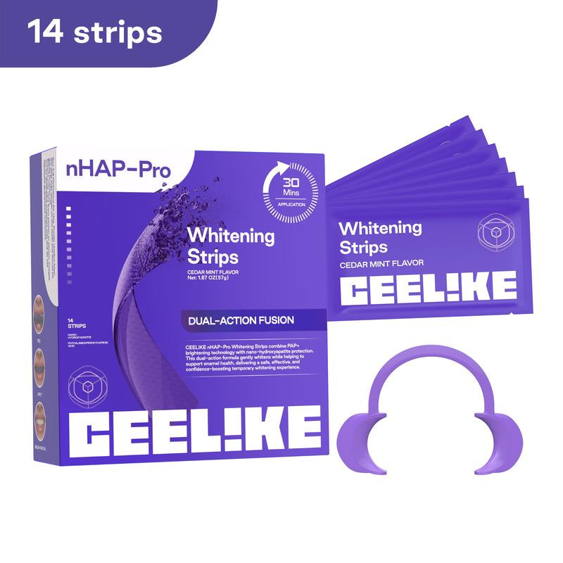 Transform Your Smile with CEELIKE Purple Teeth Whitening Strips - 7/21 Sessions of Enamel-Safe, Non-Sensitive Whitening in Refreshing Cedar Mint Flavor!