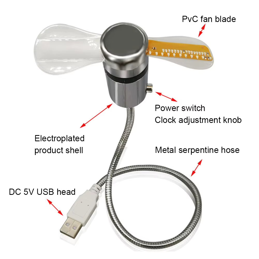Stay Cool and Stylish with the USB Mini Fan Featuring Real-Time Temperature Display and RGB LED Lights - Perfect for Laptops, PCs, and Notebooks