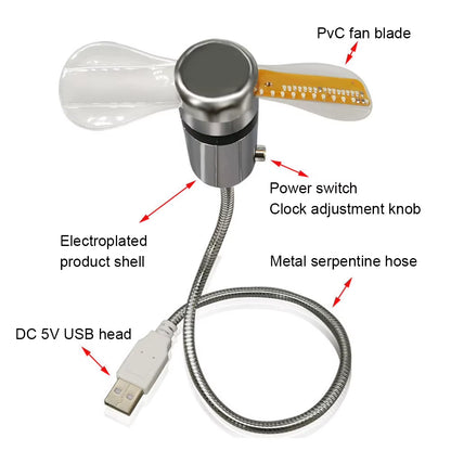 Stay Cool and Stylish with the USB Mini Fan Featuring Real-Time Temperature Display and RGB LED Lights - Perfect for Laptops, PCs, and Notebooks