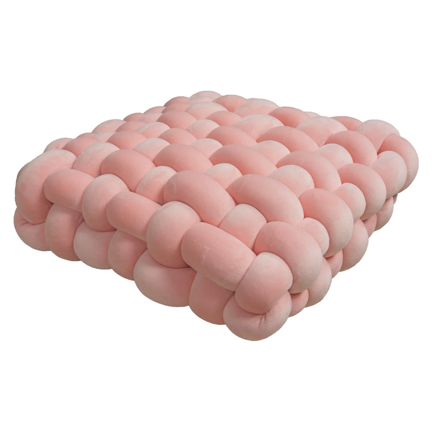 Soft Plush Knot Cushion for Living Room, Hand-Woven Solid Square Sofa Pillow, Woven Seat Cushion for Home Decor