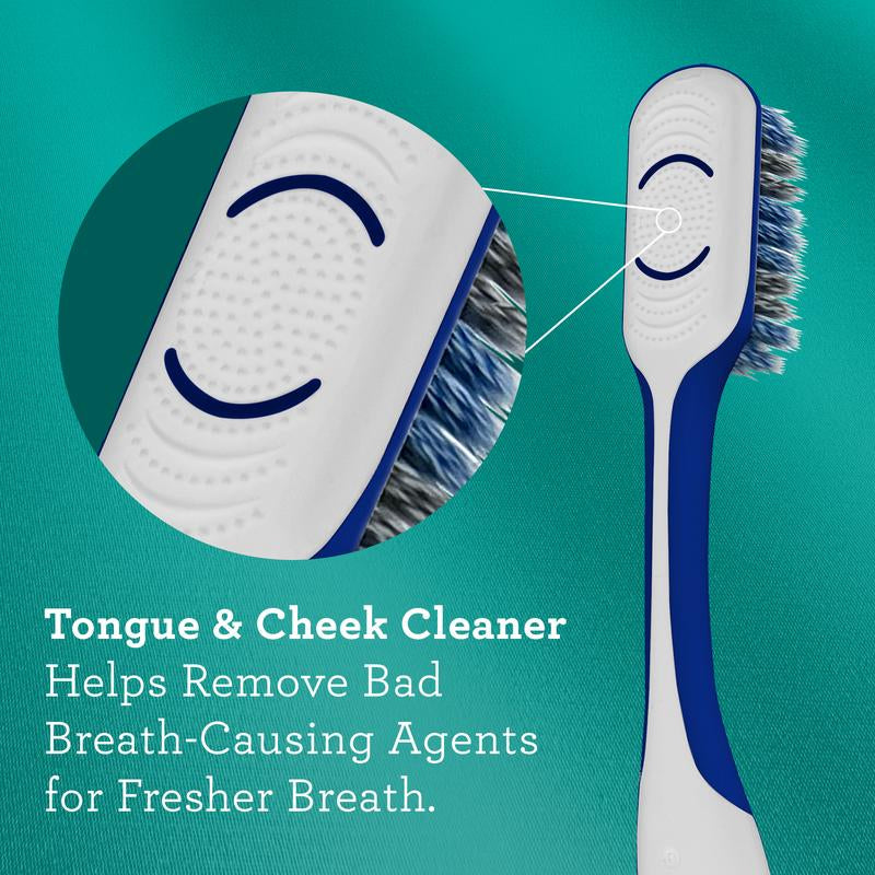 Gurunanda Gentle Giant Toothbrush - Dual Action Flossing Bristles for Whiter Teeth, Ergonomic Grip, BPA Free (4 Pack)