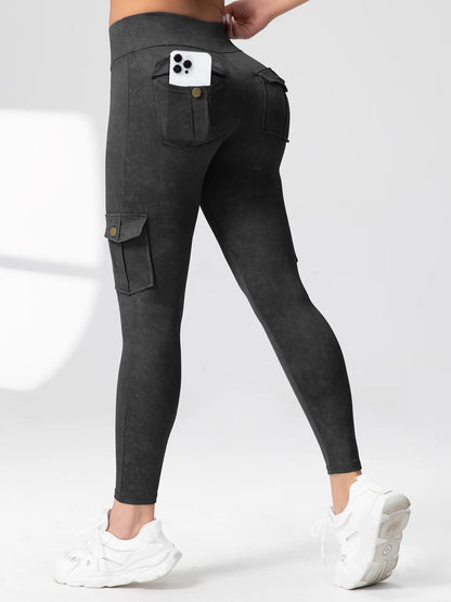 Elevate Your Workout with Our Seamless High-Waist Yoga Cargo Leggings for Women – Stylish with Pockets and Hip Lifting Design!