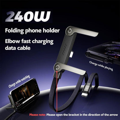 Experience Ultimate Convenience with the Invisible Holder Charger Cable & Stand - 240W Super Fast Charging for Gaming, Office, and Travel